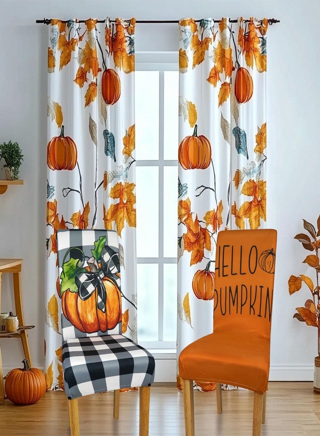 yrhsnclsdg 6 Pcs Fall Chair Covers for Dining Room, Thanksgiving Stretch Removable Dining Chair Cover Set of 6, Autumn Pumpkin Truck Chair Slipcovers Seat Protector for Fall Restaurant Decor - Image 2